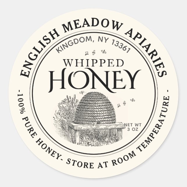 Whipped Honey Label with storage insructions (Front)