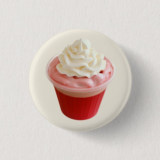 Whipped Strawberry Cream Cup 3 Cm Round Badge (Front)
