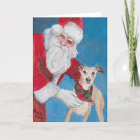 Whippet and Santa Dog Art Christmas Greeting Card