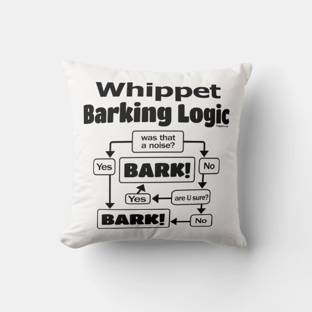 Whippet Barking Logic Cushion (Front)