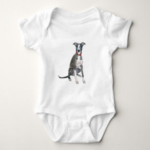 Whippet (brindle/white) baby bodysuit
