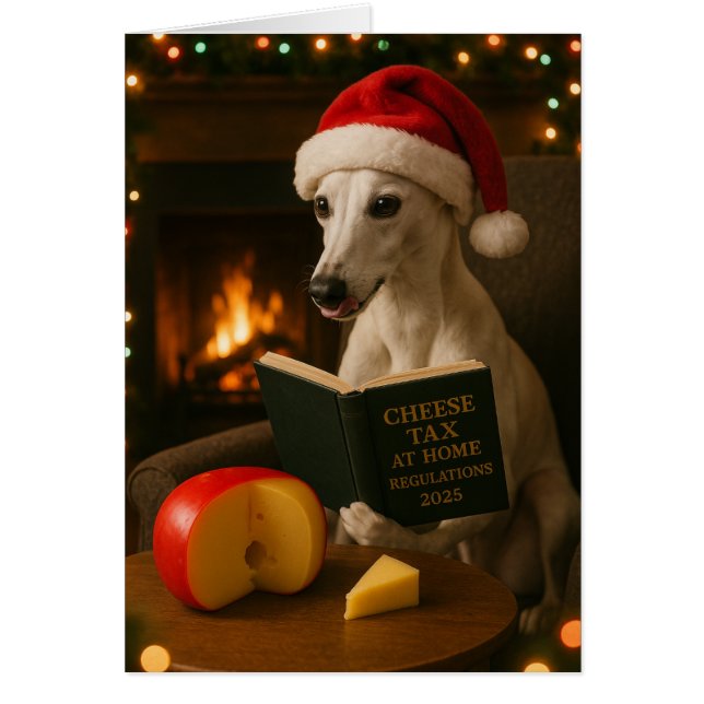 Whippet 'Cheese Tax' Christmas card (Front)