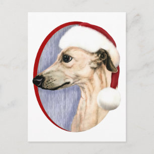 Whippet Christmas Fawn Santa Holiday Postcard