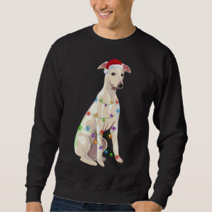 Whippet Christmas Lights Xmas Dog Lover Santa Hat Sweatshirt