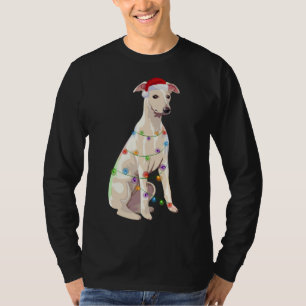 Whippet Christmas Lights Xmas Dog Lover Santa Hat T-Shirt