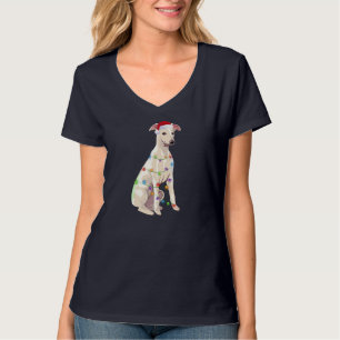 Whippet Christmas Lights Xmas Dog Lover Santa Hat T-Shirt