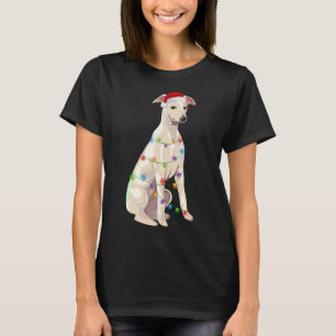 Whippet Christmas Lights Xmas Dog Lover Santa Hat T-Shirt