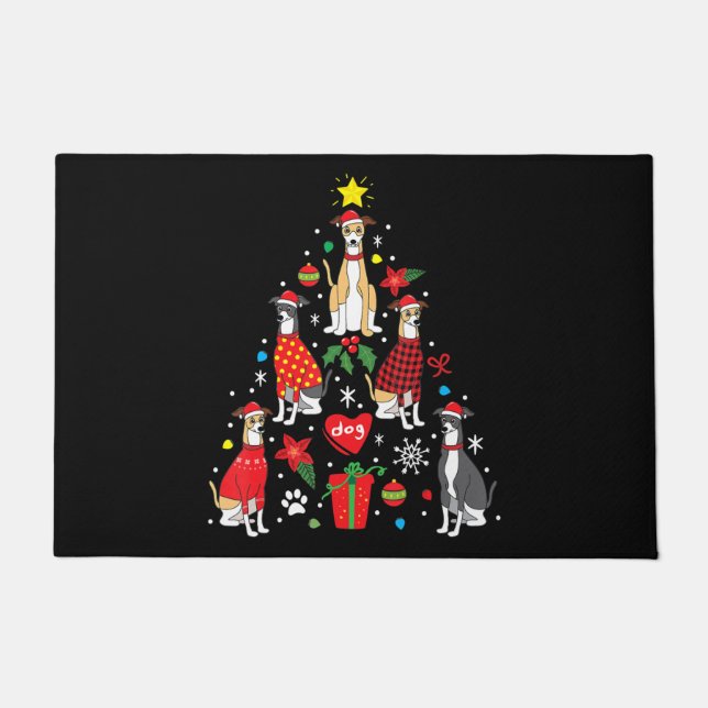Whippet Christmas Ornament Tree Funny Dog Mum Dad Doormat (Front)