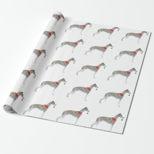 Whippet Christmas Wrapping Paper- White Paper