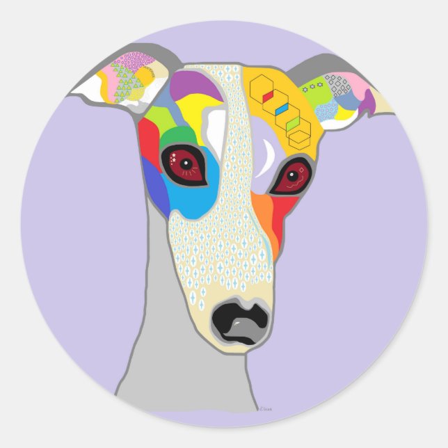 WHIPPET CLASSIC ROUND STICKER (Front)
