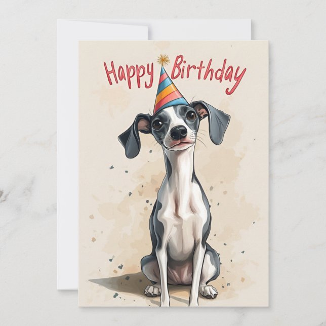 Whippet Dog Birthday Party Invitation (Front)