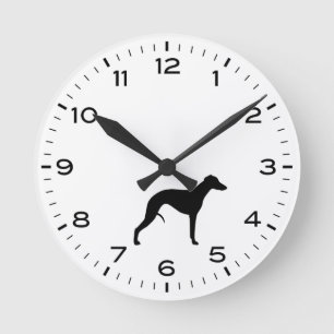 Whippet Dog Breed Silhouette Round Clock