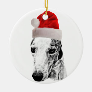 Whippet dog ceramic tree decoration