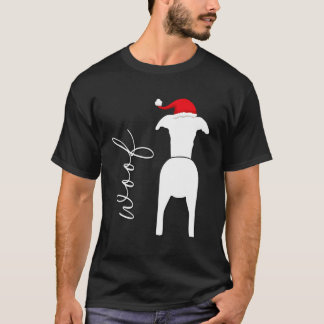 Whippet Dog Design With Santa Claus Hat For Christ T-Shirt