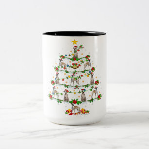 Whippet Dog Lover Lighting Whippet Christmas Two-Tone Coffee Mug