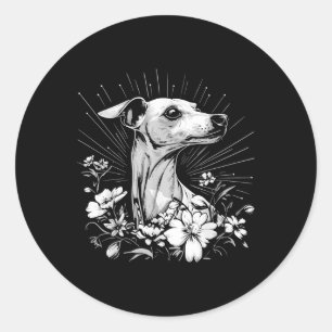 Whippet Dog Lover Retro Style Tattoo  Classic Round Sticker