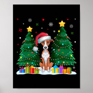 Whippet Dog Lovers Santa Hat Ugly Christmas Sweate Poster