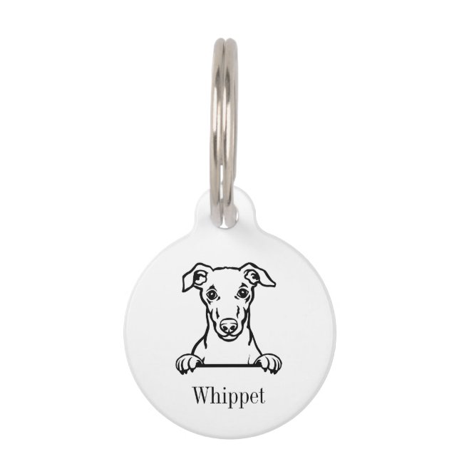 Whippet dog personalised name tag (Front)