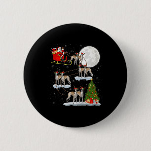 Whippet Dog Santa Sleigh Flying Funny Magical Chri 6 Cm Round Badge