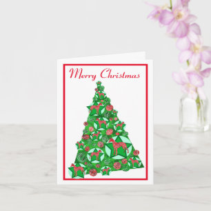 Whippet Dog Silhouette Christmas Tree White Card