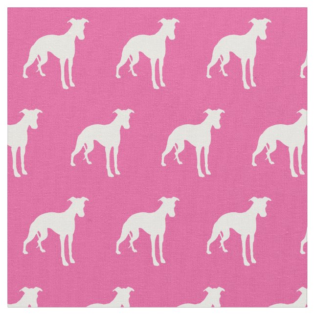 Whippet Dog Silhouette Pet Pink Fabric (Close Up)