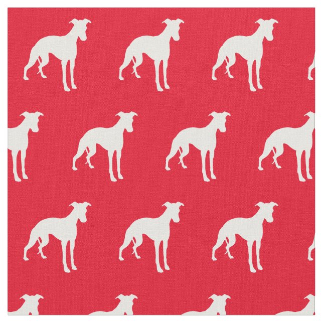 Whippet Dog Silhouette Pet Red Fabric (Close Up)