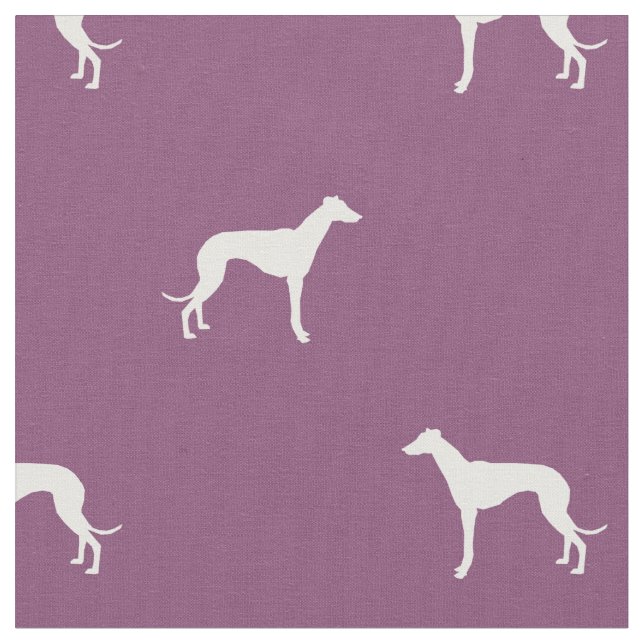 whippet dog silhouette purple fabric (Close Up)