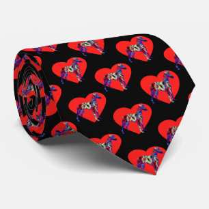 Whippet Dog Silhouette Valentines Day Red Heart Tie