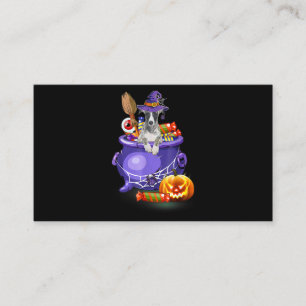 Whippet Dog With Witch Hat Candy Pumpkin Halloween Business Card