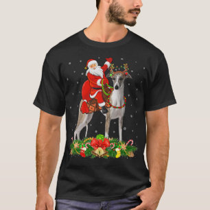 Whippet Dog Xmas Funny Santa Riding Whippet Christ T-Shirt