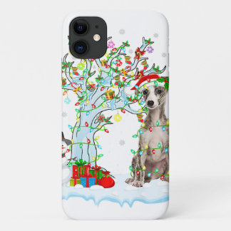 Whippet Dog Xmas Tree Lighting | Santa Hat Gift Case-Mate iPhone Case