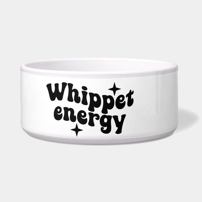 Whippet Energy Ceramic Dog Bowl (Left)