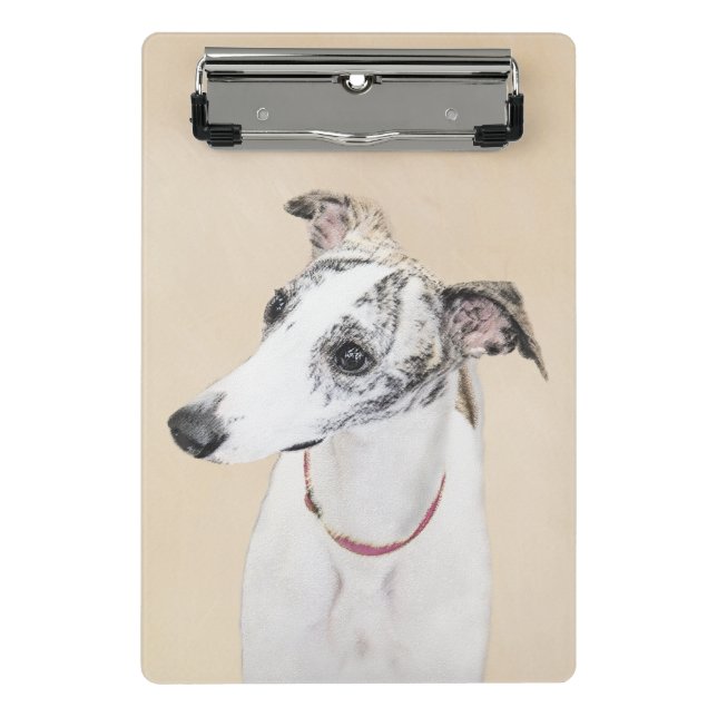 Whippet,English Whippet,Snap,white,brindle,dog,pup Mini Clipboard (Front)