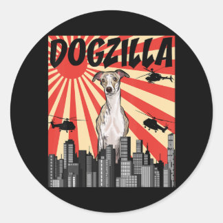 Whippet Gift | funny japanese dogzilla whippet Classic Round Sticker
