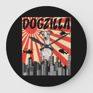 Whippet Gift   funny  japanese dogzilla whippet Large Clock
