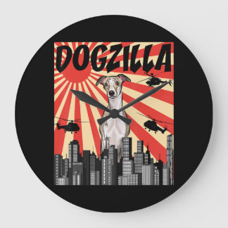 Whippet Gift | funny  japanese dogzilla whippet Large Clock