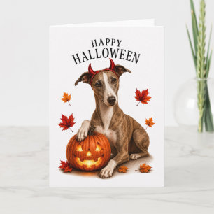 Whippet Halloween Devil Dog Card