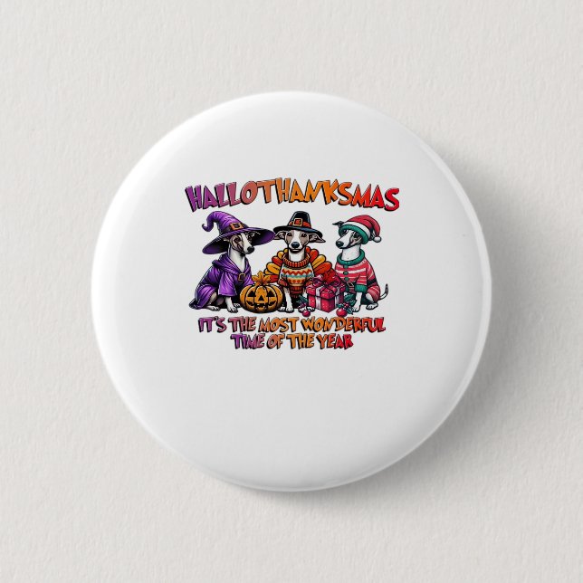 Whippet Halloween Thanksgiving Christmas Oversized 6 Cm Round Badge (Front)