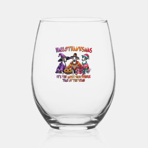 Whippet Halloween Thanksgiving Christmas Oversized Stemless Wine Glass