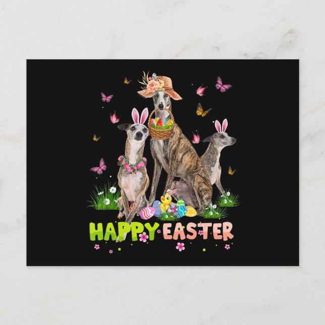 Whippet Happy Easter Bunny Eggs Easter Gift Kids Postcard (Front)