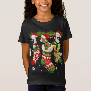 Whippet In Sock Christmas Santa Hat Xmas Dog Lover T-Shirt