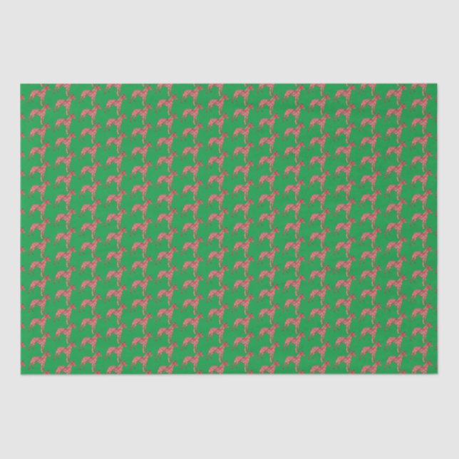 Whippet Italian Gray Christmas Dog Silhouette Gren Tissue Paper (Front)