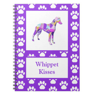 Whippet Italian Grey Dog Silhouette Paw PurplePY&B Notebook