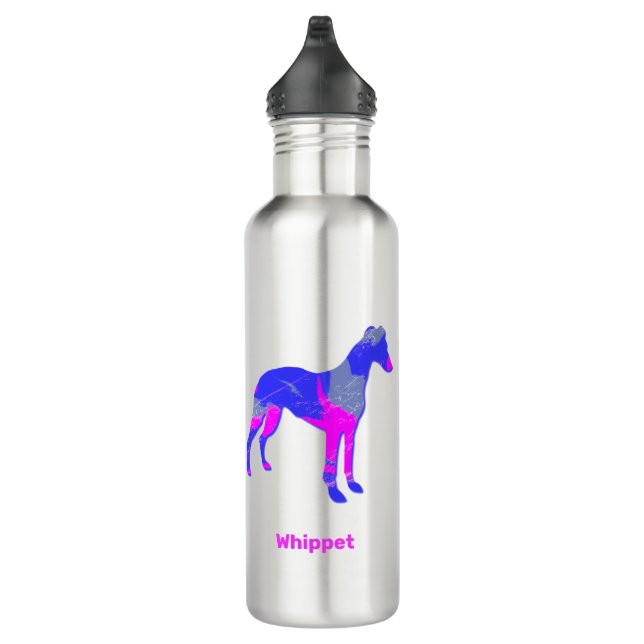 Whippet / Italian Greyhound Dog Pink & Blue 710 Ml Water Bottle (Right)