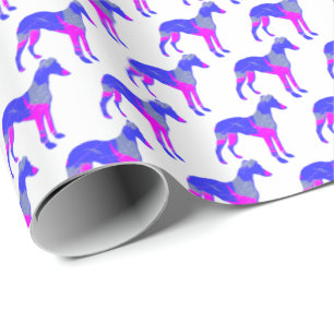 Whippet Italian Greyhound Dog Silhouette P&B White Wrapping Paper