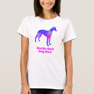 Whippet/Italian Greyhound Dog Silhouette Pink Blue T-Shirt