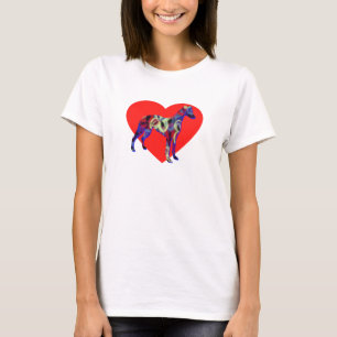 Whippet/Italian Greyhound Silhouette Dog Red Heart T-Shirt