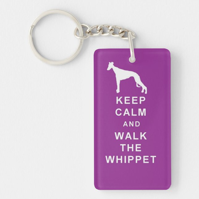 WHIPPET Keep Calm Walk Keyring birthday (Front)