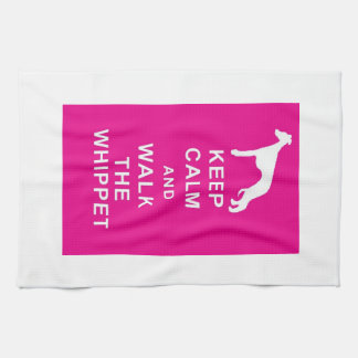 Whippet Keep Calm Walk the whippet tea towel