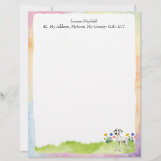 Whippet Letterhead 8.5" x 11" Watercolour Design
